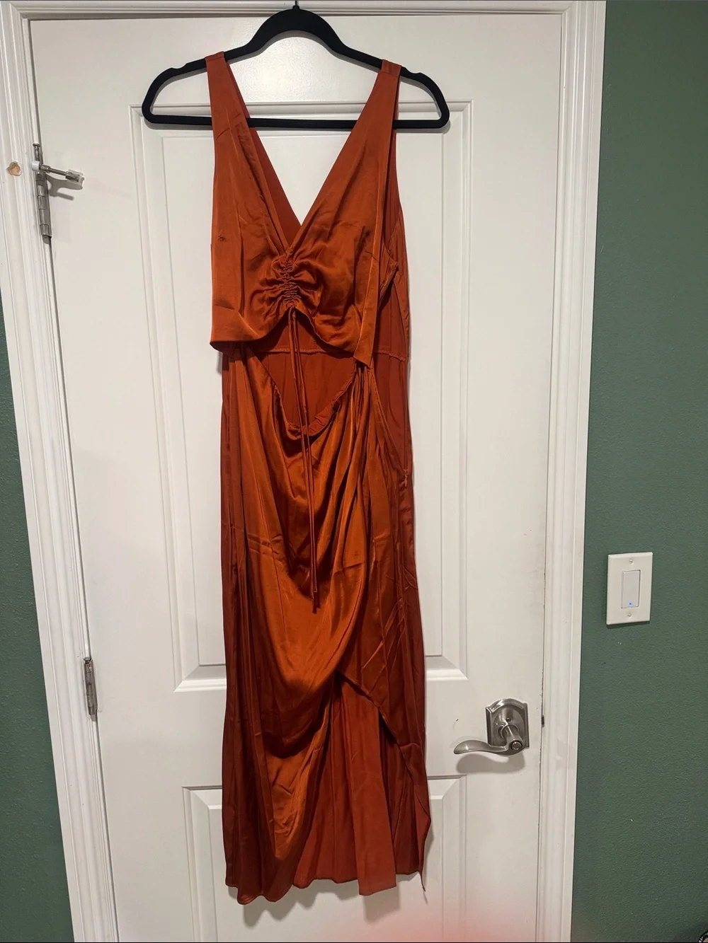 Abercrombie & Fitch Burnt Orange Satin Maxi Dress